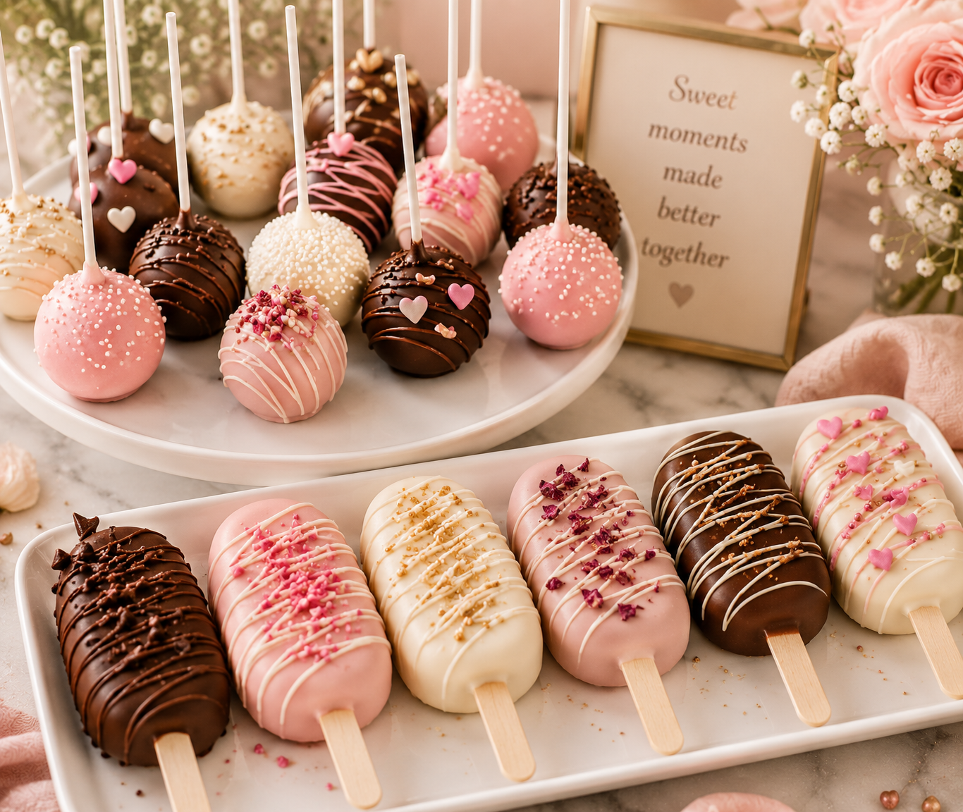 Cake pops and popsicles on sticks