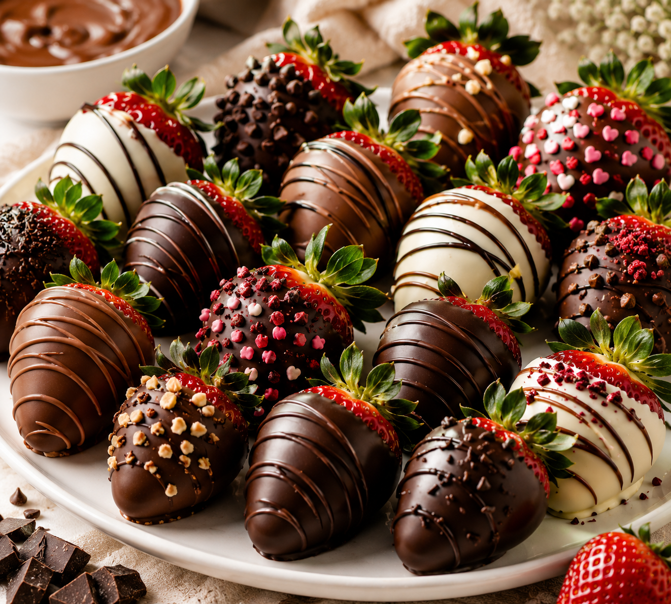 Chocolate dipped strawberries, pretzels, and Oreos
